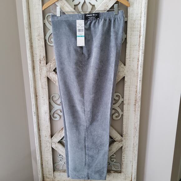 Alfred Dunner Women's Copenhagen Corduroy Elastic Waist Pants in Graphite - Picture 2 of 5